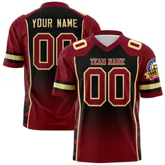 Black Crimson Gradient Side Pattern Football Jersey 1