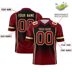 Black Crimson Gradient Side Pattern Football Jersey 2
