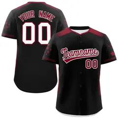 Black Crimson Gradient Side Star Pattern Baseball Jersey