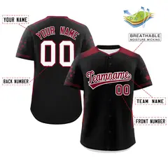 Black Crimson Gradient Side Star Pattern Baseball Jersey 2
