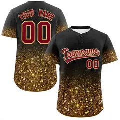 Black Crimson Gradient Sparkle-Effect Baseball Jersey 1