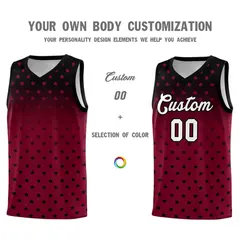 Black Crimson Gradient Star Pattern Basketball Jersey Sets 3