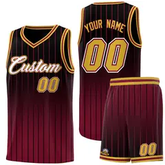 Black Crimson Gradient Stripe Basketball Jersey