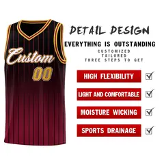 Black Crimson Gradient Stripe Basketball Jersey 2