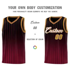 Black Crimson Gradient Stripe Basketball Jersey 3