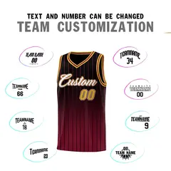 Black Crimson Gradient Stripe Basketball Jersey 4