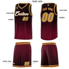 Black Crimson Gradient Stripe Basketball Jersey 5