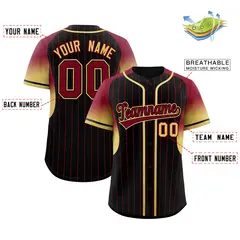Black Crimson Gradient Stripe Sleeves Baseball Jersey 2
