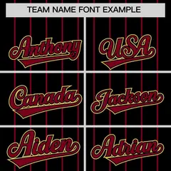 Black Crimson Gradient Stripe Sleeves Baseball Jersey 3