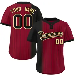 Black Crimson Gradient Stripe Two-Button Softball Jersey 1