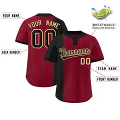 Black Crimson Gradient Stripe Two-Button Softball Jersey 2