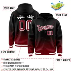 Black Crimson Gradient Varsity Full-Snap Letterman Jacket Hoodie 4