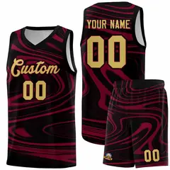 Black Crimson Graffiti Fluids Style Basketball Jersey Sets 1