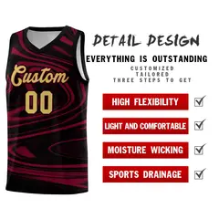 Black Crimson Graffiti Fluids Style Basketball Jersey Sets 2