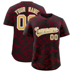 Black Crimson Graffiti Pattern Baseball Jersey