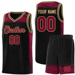 Black Crimson Graffiti Pattern Sports Basketball Jersey