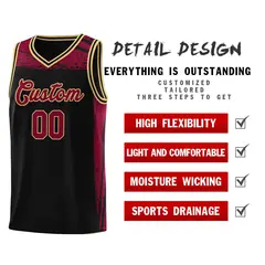 Black Crimson Graffiti Pattern Sports Basketball Jersey 4