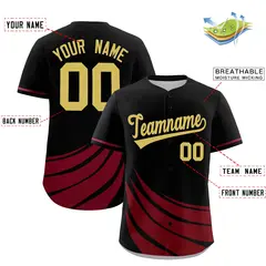 Black Crimson Graffiti Wind Mark Pattern Baseball Jersey 2