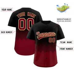 Black Crimson Grid Blur Pattern Authentic Baseball Jersey 2