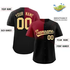 Black Crimson Half Gradient Authentic Baseball Jersey 2