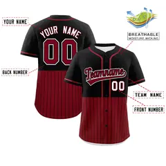 Black Crimson Half Stripe Authentic Baseball Jersey 2