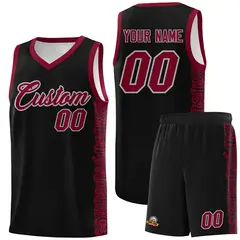 Black Crimson Indians Pattern Basketball Jersey Sets