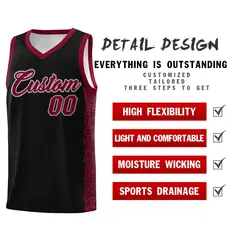 Black Crimson Indians Pattern Basketball Jersey Sets 2