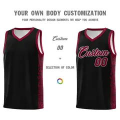 Black Crimson Indians Pattern Basketball Jersey Sets 3