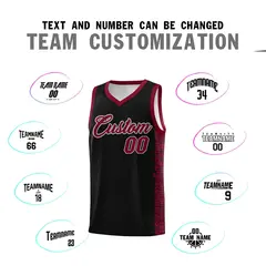 Black Crimson Indians Pattern Basketball Jersey Sets 4