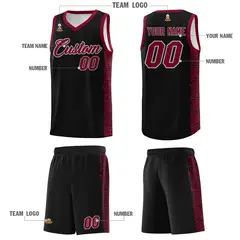Black Crimson Indians Pattern Basketball Jersey Sets 5