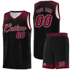 Black Crimson Indians Print Sports Uniform Basketball Jersey