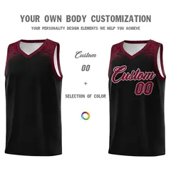 Black Crimson Indians Print Sports Uniform Basketball Jersey 3