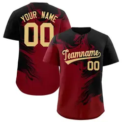 Black Crimson Ink Pattern Authentic Baseball Jersey
