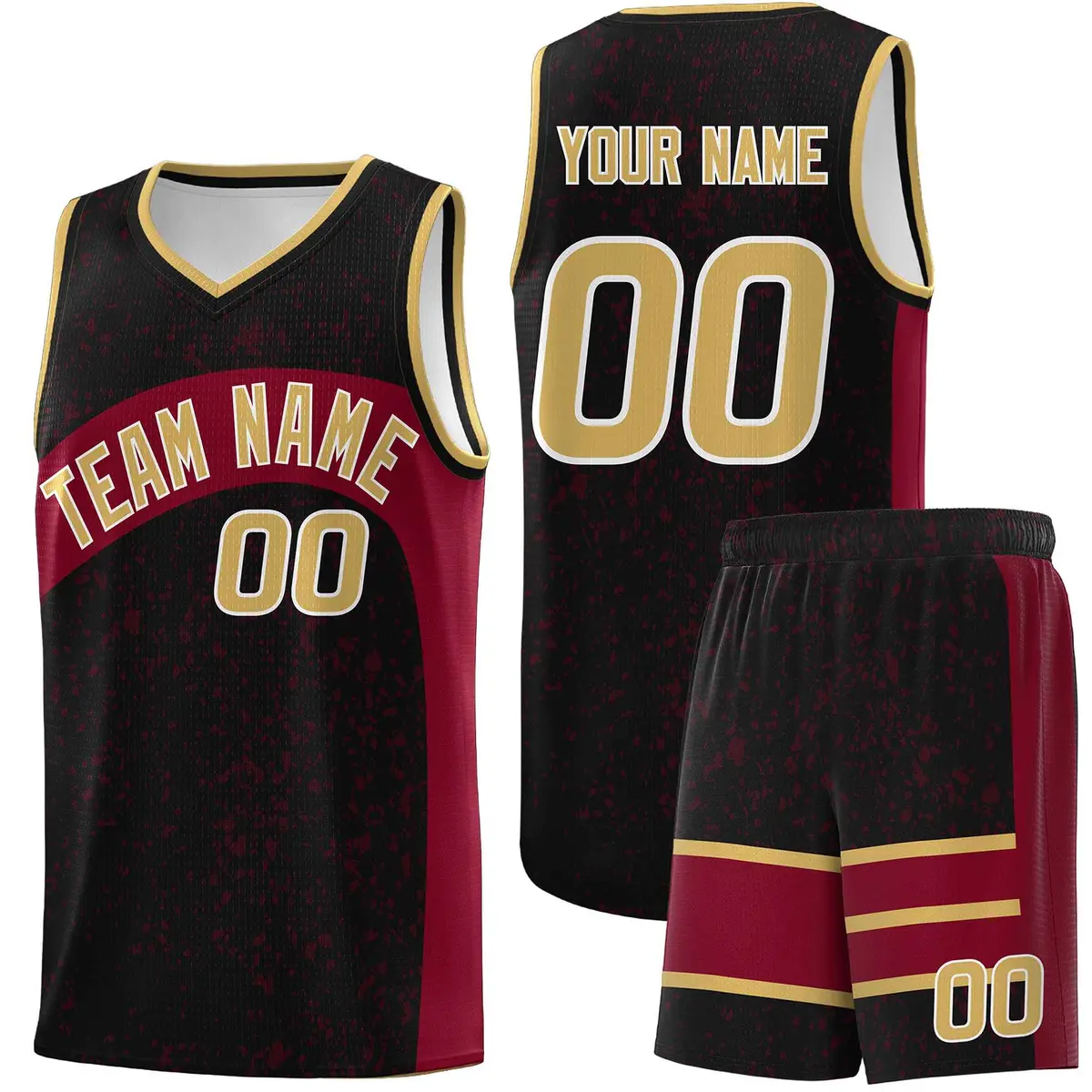 Black Crimson Irregular Dot Graffiti Basketball Jersey