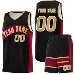 Black Crimson Irregular Dot Graffiti Basketball Jersey 1