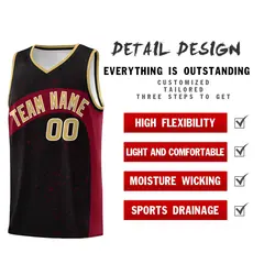 Black Crimson Irregular Dot Graffiti Basketball Jersey 2