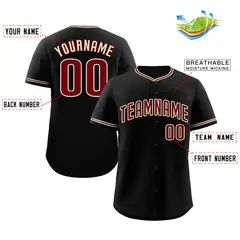 Black Crimson-Khaki Bull Classic Authentic Baseball Jersey 2
