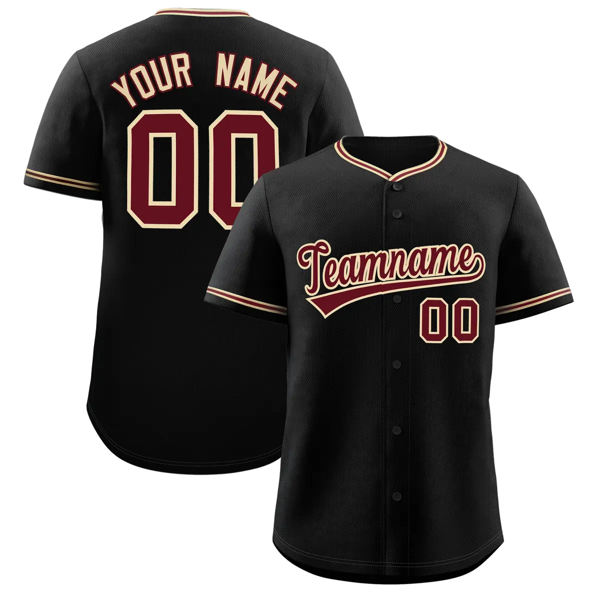 Black Crimson-Khaki Classic Baseball Sports Uniform