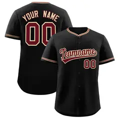 Black Crimson-Khaki Classic Baseball Sports Uniform 1
