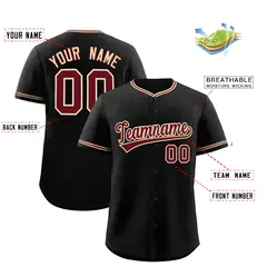 Black Crimson-Khaki Classic Baseball Sports Uniform 2