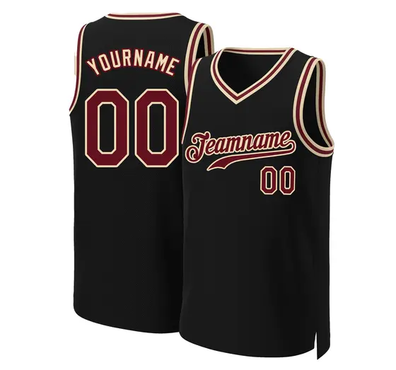Black Crimson-Khaki Classic Basketball Jersey