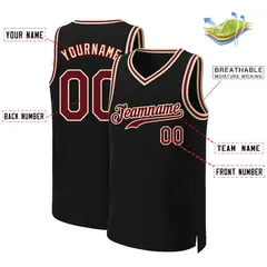 Black Crimson-Khaki Classic Basketball Jersey 2
