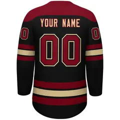 Black Crimson Khaki Classic Lace-Up Neck Hockey Jersey 4