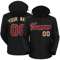 Black Crimson-Khaki Classic Style Waterproof Jacket
