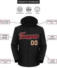 Black Crimson-Khaki Classic Style Waterproof Jacket 2