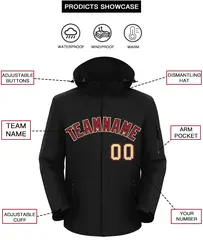 Black Crimson-Khaki Classic Style Waterproof Jacket 2