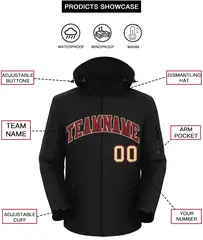 Black Crimson-Khaki Classic Style Waterproof Jacket 2