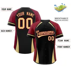 Black Crimson-Khaki Color Block Authentic Baseball Jersey 2