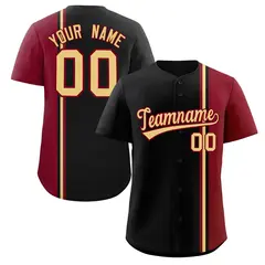 Black Crimson-Khaki Color Block Authentic Baseball Jersey