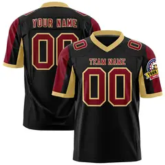 Black Crimson-Khaki Color Block Raglan Football Jersey 1
